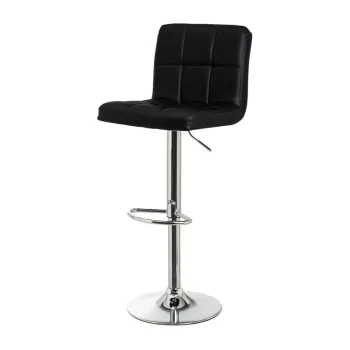 Scaune de bar negre cu inaltime ajustabila 2 buc. din imitatie de piele (inaltime sezut 93 cm) - Casa Seleccion imagine
