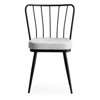 Scaune de dining alb-negru 2 buc. din metal Yildiz - Kalune Design imagine