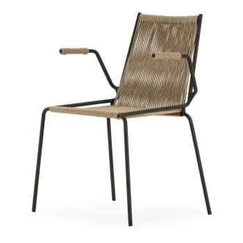 Scaune de dining bej cu cotiere/stivuibile 2 buc. din metal Emily - Marckeric imagine