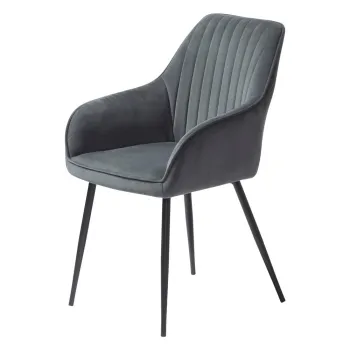 Scaune de dining gri cu cotiere 2 buc. din catifea Nolan Stripe - Unique Furniture imagine