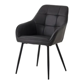 Scaune de dining gri-inchis cu cotiere 2 buc. din imitatie de piele Nolan Square - Unique Furniture imagine