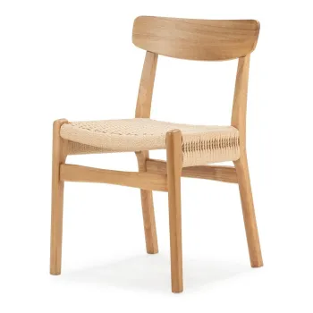 Scaune de dining in culoare naturala 2 buc. din lemn de arbore de cauciuc Biel - MOME imagine