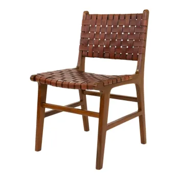 Scaune de dining maro 2 buc. lemn masiv de tec Perugia - House Nordic imagine