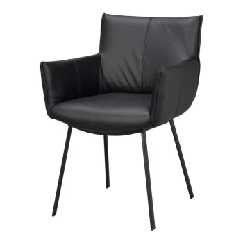 Scaune de dining negre 2 buc. din piele Hinckley - Rowico imagine