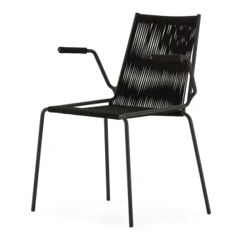 Scaune de dining negre cu cotiere/stivuibile 2 buc. din metal Emily - Marckeric imagine