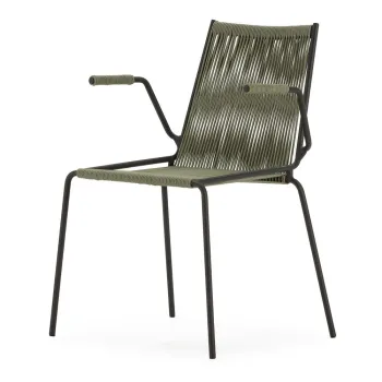 Scaune de dining verzi cu cotiere/stivuibile 2 buc. din metal Emily - Marckeric imagine