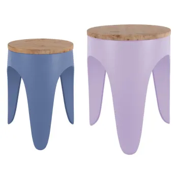 Scaune tip taburet albastre/mov 2 buc. din metal Double Funky - Leitmotiv imagine