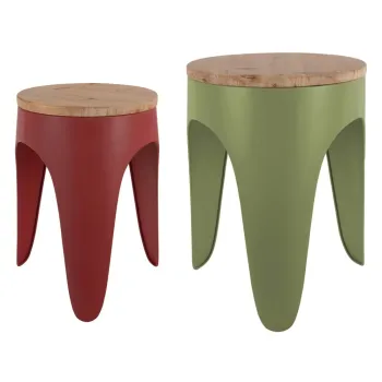 Scaune tip taburet rosii/verzi 2 buc. din metal Double Funky - Leitmotiv imagine