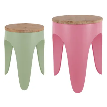 Scaune tip taburet verzi/roz 2 buc. din metal Double Funky - Leitmotiv imagine