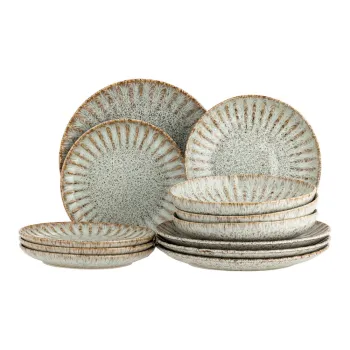 Serviciu de masa 12 buc. din gresie Fleur - Bloomingville imagine