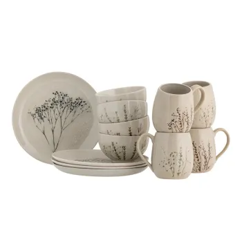 Serviciu de masa 12 buc. din gresie pentru 4 persoane Bea - Bloomingville imagine