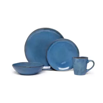 Serviciu de masa 24 buc. albastru inchis din gresie Glosia - Bonami Selection imagine