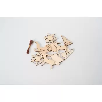 Set 10 decoratiuni de Craciun din lemn Spira Medium imagine