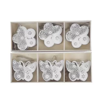 Set 12 decoratiuni suspendate in cutie Ego Dekor White, motiv primavara imagine