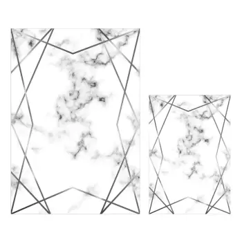 Set 2 covorase de baie Mila Home Geometric, alb-gri imagine