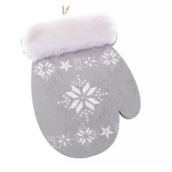 Set 2 decoratiuni din lemn suspendate Dakls, inaltime 10,7 cm, forma manusa, gri imagine
