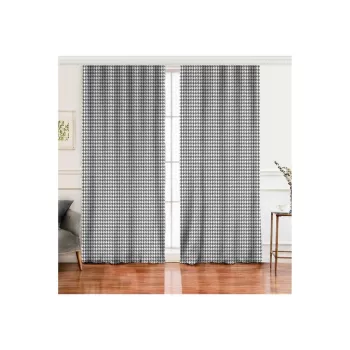 Set 2 draperii din amestec de bumbac Minimalist Home World, 140 x 260 cm, alb - negru imagine