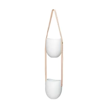 Set 2 ghivece ceramica suspendate cu curea din piele H?bsch Ivy imagine