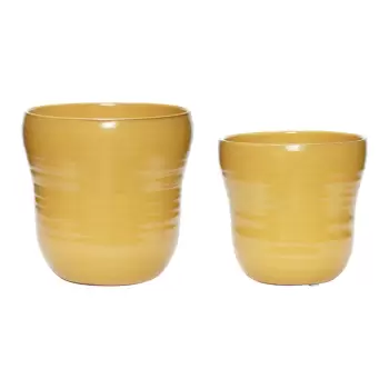 Set 2 ghivece din ceramica H?bsch Tina, galben imagine