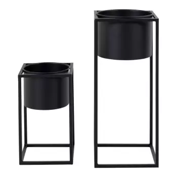 Set 2 ghivece din metal House Nordic Marla, negru imagine