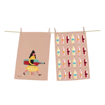 Set 2 prosoape de bucatarie din bumbac Butter Kings Wine Lover, 70 x 50 cm imagine