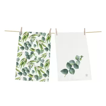 Set 2 prosoape din bumbac pentru bucatarie Butter Kings Floating Eucalyptus, 50 x 70 cm imagine