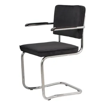 Set 2 scaune cu cotiere Zuiver Ridge Kink Rib, negru imagine