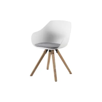 Set 2 scaune cu picioare din lemn de arbore de cauciuc Actona Tina, alb imagine