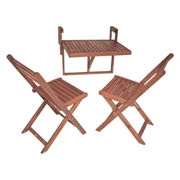 Set 2 scaune si masuta de agatat pentru balcon din lemn de eucalipt Balcony Berkeley - Garden Pleasure imagine