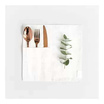 Set 2 suporturi-buzunar din in pentru tacamuri Linen Tales, alb imagine