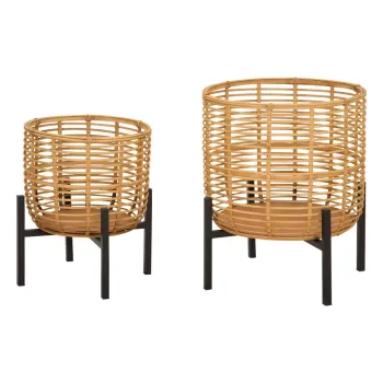 Set 2 suporturi pentru ghivece din ratan Mauro Ferretti, inaltime 47 cm imagine