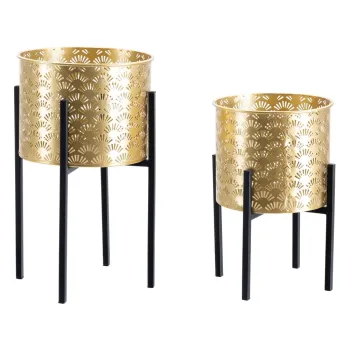 Set 2 suporturi pentru ghivece Mauro Ferretti Glissy, inaltime 38 cm, auriu imagine
