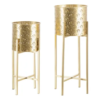 Set 2 suporturi pentru ghivece Mauro Ferretti Golvy, inaltime 52 cm, auriu imagine