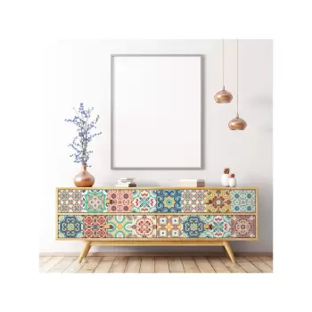 Set 24 autocolante pentru mobila Ambiance Georgina, 10 x 10 cm imagine