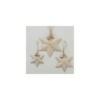 Set 3 decoratiuni de Craciun din lemn paulownia Boltze Carmea imagine