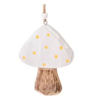 Set 3 decoratiuni suspendate din lemn Dakls Mushroom, alb imagine