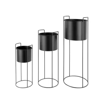 Set 3 ghivece pe piedestal din fier PT LIVING Essence, negru imagine