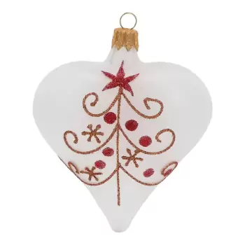 Set 3 globulete albe de Craciun din sticla in forma de inima Ego Decor imagine