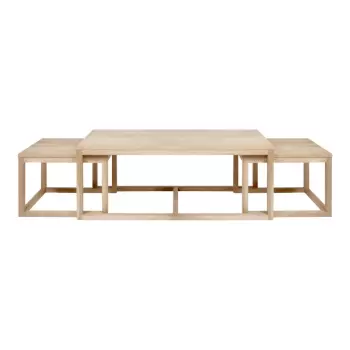 Set 3 mese de cafea cu baza din lemn de stejar Actona Cornus, maro imagine