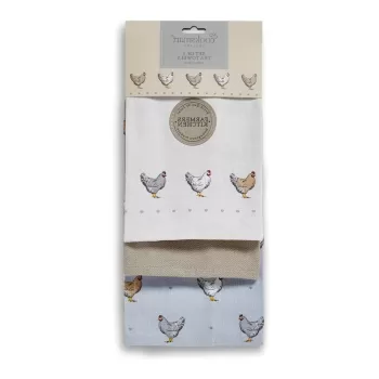 Set 3 prosoape de bucatarie din bumbac Cooksmart Farmer Kitechen, albastru imagine