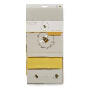 Set 3 prosoape de bucatarie din bumbac Cooksmart (R) Bumble Bees, bej-galben imagine