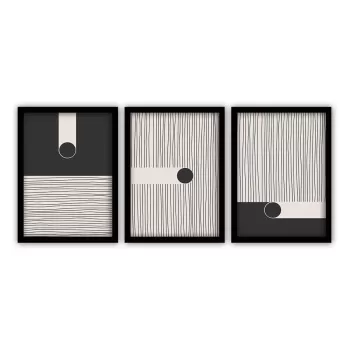 Set 3 tablouri cu rama neagra Vavien Artwork Black, 35 x 45 cm imagine