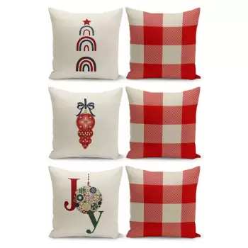 Set 4 fete de perna decorative cu model de Craciun Kate Louise Christmas Noel, 43 x 43 cm imagine