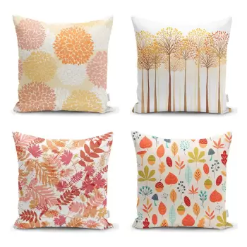 Set 4 fete de perna Minimalist Cushion Covers Autumn Design, 45 x 45 cm imagine