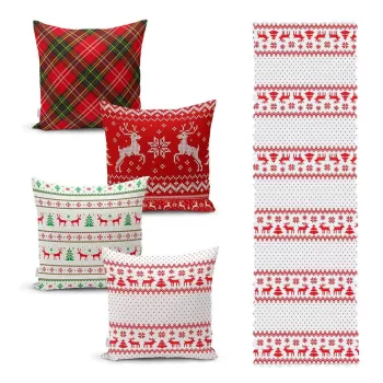 Set 4 fete de perna si un napron de masa cu model de Craciun Minimalist Cushion Covers Nordic Knit imagine