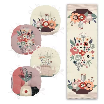 Set 4 perne de scaun si napron 45x140 cm - Mila Home imagine