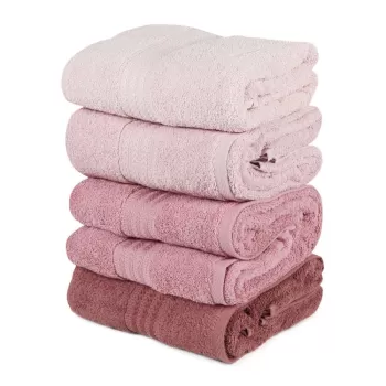 Set 4 prosoape baie Rainbow Powder, 70 x 140 cm, roz pudra imagine