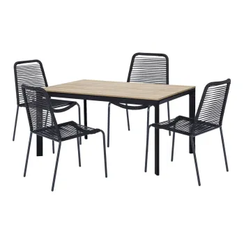 Set 4 scaune negre Kai si masa Thor - Bonami Essentials imagine