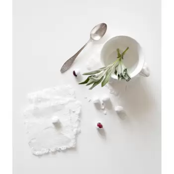 Set 4 suporturi pentru pahare din in Linen Tales Classic, 10 x 10 cm, alb imagine