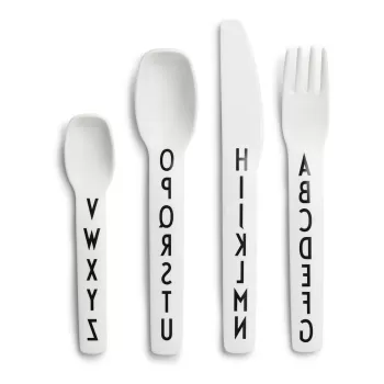 Set 4 tacamuri pentru copii Design Letters, alb imagine